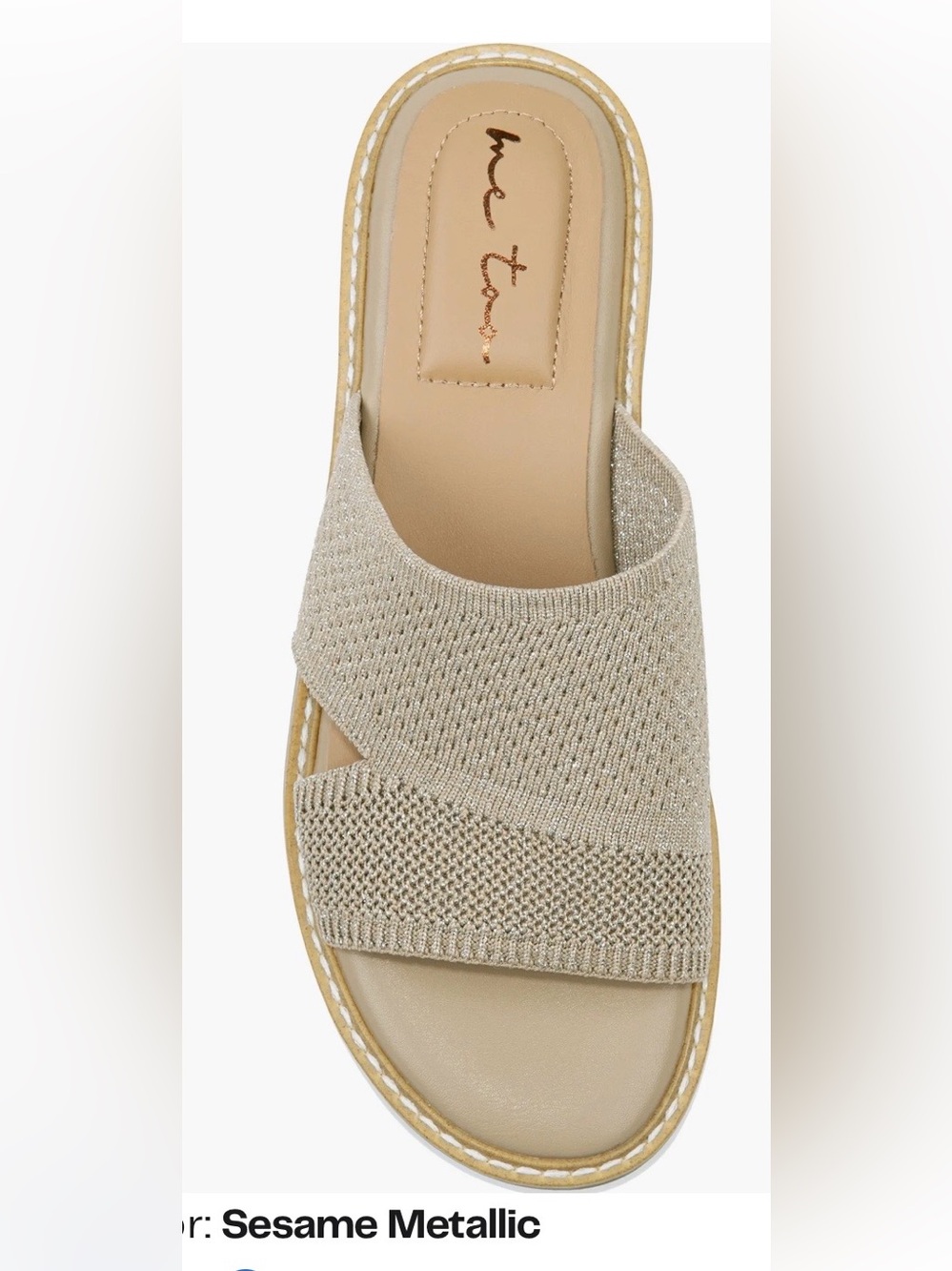 Me Too Hollie Slide Sandals in Color: Sesame Metallic - Picture 2 of 4